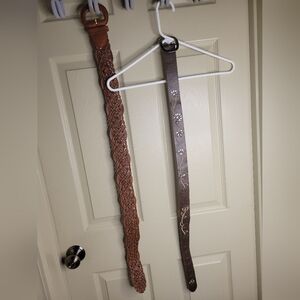 Brown and Tan Woven and Embroidered Belts
